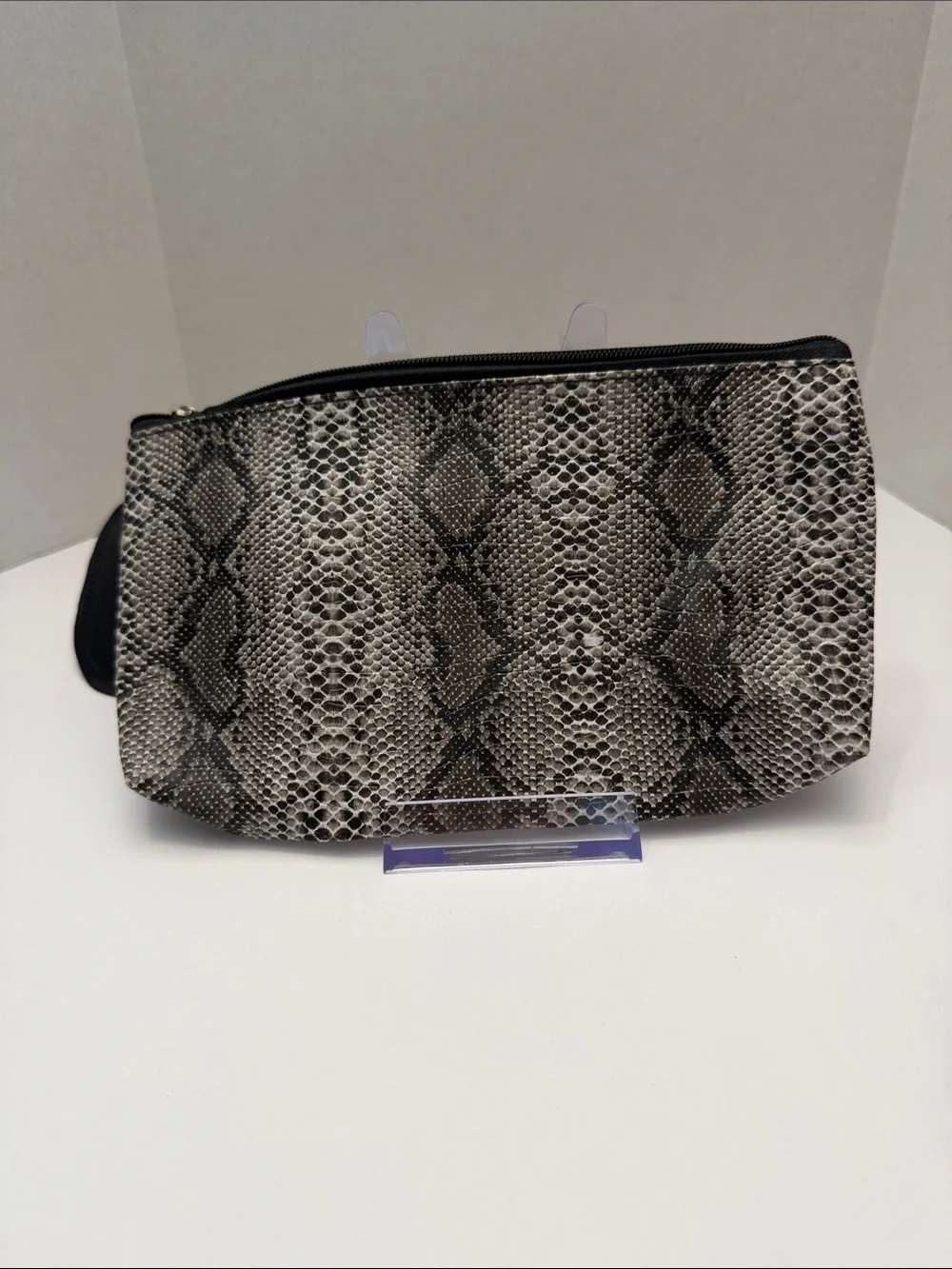 Snake-Print w/Mirror Cosmetic Bag 7.5” x 4.75”